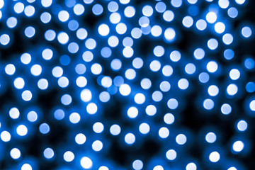 Abstract bokeh background. Soft defocused lights. Neon basic blue color