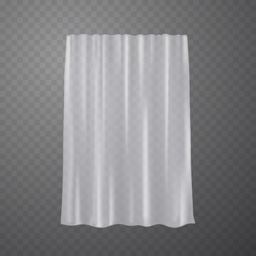 Curtain, hanging window decoration isolated on transparent background. Vector cloth, fabric, silk veil. Textile white drapery template.