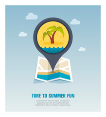 Palm tree pin map icon. Summer. Vacation