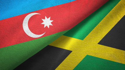 Azerbaijan and Jamaica two flags textile cloth, fabric texture