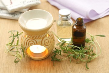 Fototapeta na wymiar Savory aromatherapeutic oil