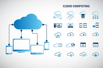 Cloud computing - Devices connected to the "cloud". EPS10 vector.