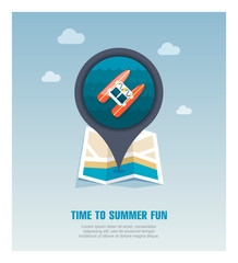 Pedalo boat beach pin map icon. Summer. Vacation