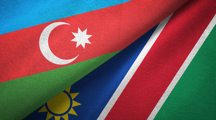 Azerbaijan and Namibia two flags textile cloth, fabric texture