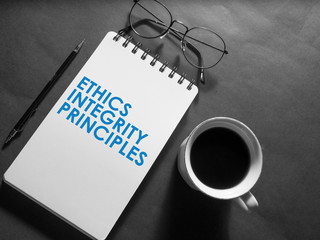 Obraz na płótnie Canvas Ethics Integrity Principles, Business Words Quotes Concept
