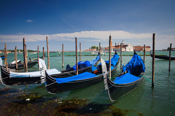 Naklejka premium Gondolas on Grand Canal of Venice