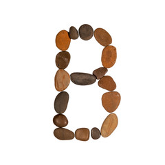 letters of the English alphabet, made of sea stones