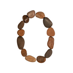 letters of the English alphabet, made of sea stones