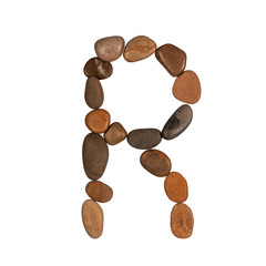 letters of the English alphabet, made of sea stones