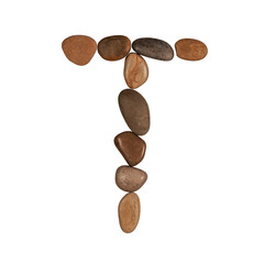 letters of the English alphabet, made of sea stones