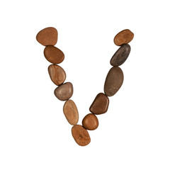 letters of the English alphabet, made of sea stones