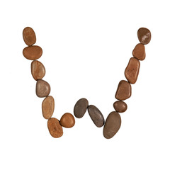 letters of the English alphabet, made of sea stones