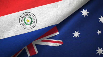 Paraguay and Australia two flags textile cloth, fabric texture  © Aleks Taurus