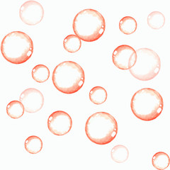 Acrylic painted red soap bubbles seamless pattern