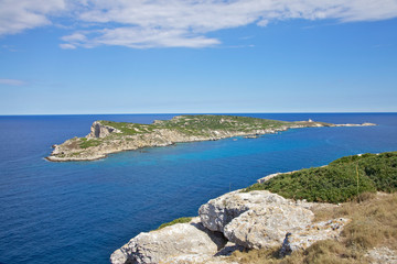 Obraz premium view on Caprara island and lighthouse.