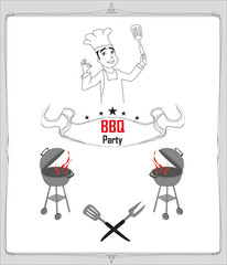 invitation to a bbq party, doodle illustration
