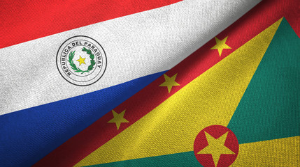 Paraguay and Grenada two flags textile cloth, fabric texture