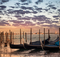 Gondolas on Grand Canal of Venice