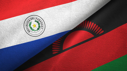 Paraguay and Malawi two flags textile cloth, fabric texture