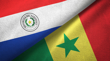 Paraguay and Senegal two flags textile cloth, fabric texture
