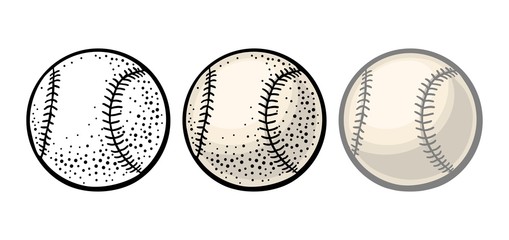 Baseball ball. Vector color engraving illustration. Isolated on white background.