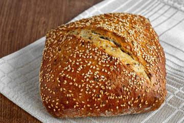 Bread loaf with sesame seeds