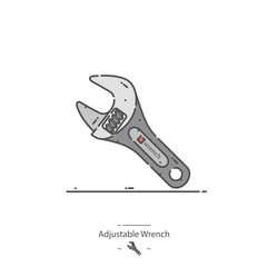 Adjustable wrench - Line color icon