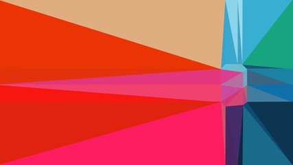 abstract geometric background with teal blue, orange red and deep pink colors. geometric triangle style composition for poster, cards, wallpaper or texture