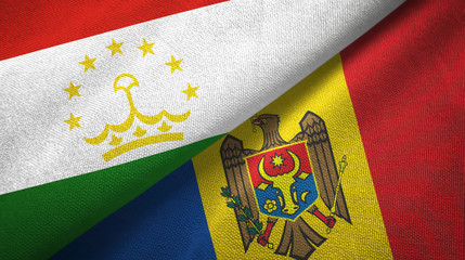 Tajikistan and Moldova two flags textile cloth, fabric texture