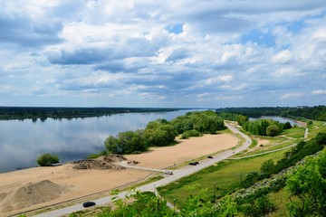 Fototapeta na wymiar View of the Vistula River seen from the enbankment promenade in Plock city, Poland
