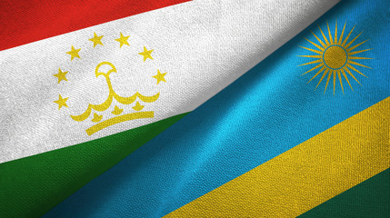 Tajikistan and Rwanda two flags textile cloth, fabric texture