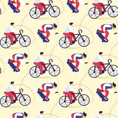 Seamless Pattern of Teens Extreme Sports Activity