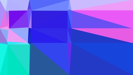 minimalistic triangle geometric background with violet, royal blue and turquoise colors for poster, cards, wallpaper or background texture