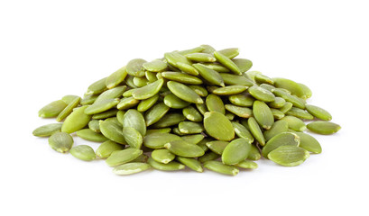 Pumpkin seeds isolated on a white background. full depth of field