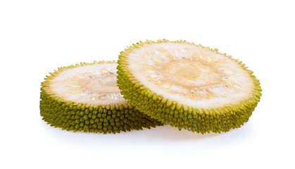 jack fruits slice on white background. full depth of field