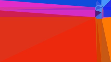 orange red, strong blue and medium orchid color background with triangles. triangles style of different size and shape. simple geometric background for poster, cards, wallpaper or texture