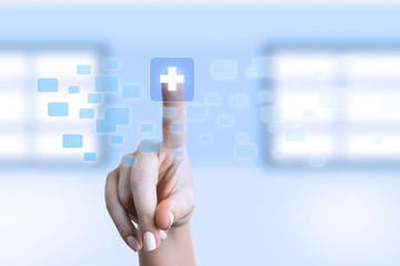 Nurse touching screen