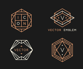 Vector logo design templates and monogram design elements in simple minimal style with copy space for text