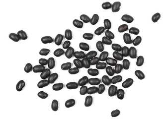 Black beans isolated on white background, top view