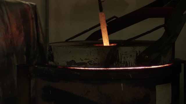 high temperature thermometer measures heat of bronze melting