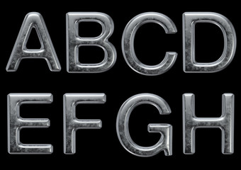 Beveled Metal Alphabet 3D Render