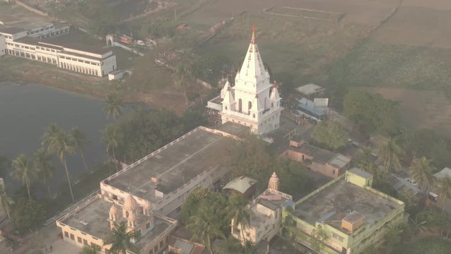 Sri Caitanya Mahaprabhu birthplace, Mayapur, India, 4k aerial ungraded