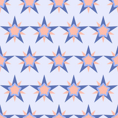 Beautiful background with colorful stars. Holiday seamless pattern. Ornament for gift wrapping paper, fabric, textile, greeting cards. Vector illustration EPS10