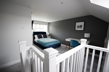 Interior of a house, loft conversion bedroom