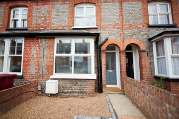 Front elevation and front garden of a small terraced house