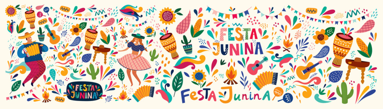 Beautiful vector illustration with design for Brazil holiday Festa Junina
