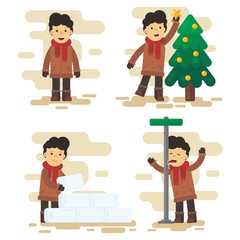 Cute Christmas Character Pack in Flat Design