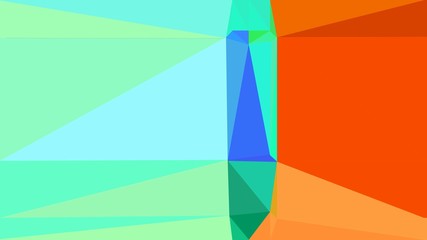 geometric aqua marine, orange red and light sea green color background. for creative poster, cards, wallpaper or texture design