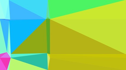 geometric triangles style in medium turquoise, yellow green and deep sky blue color. abstract triangles composition. for poster, cards, wallpaper or texture