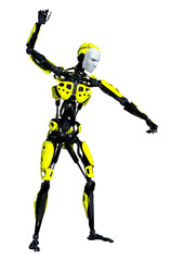 3D Rendering Male Robot on White